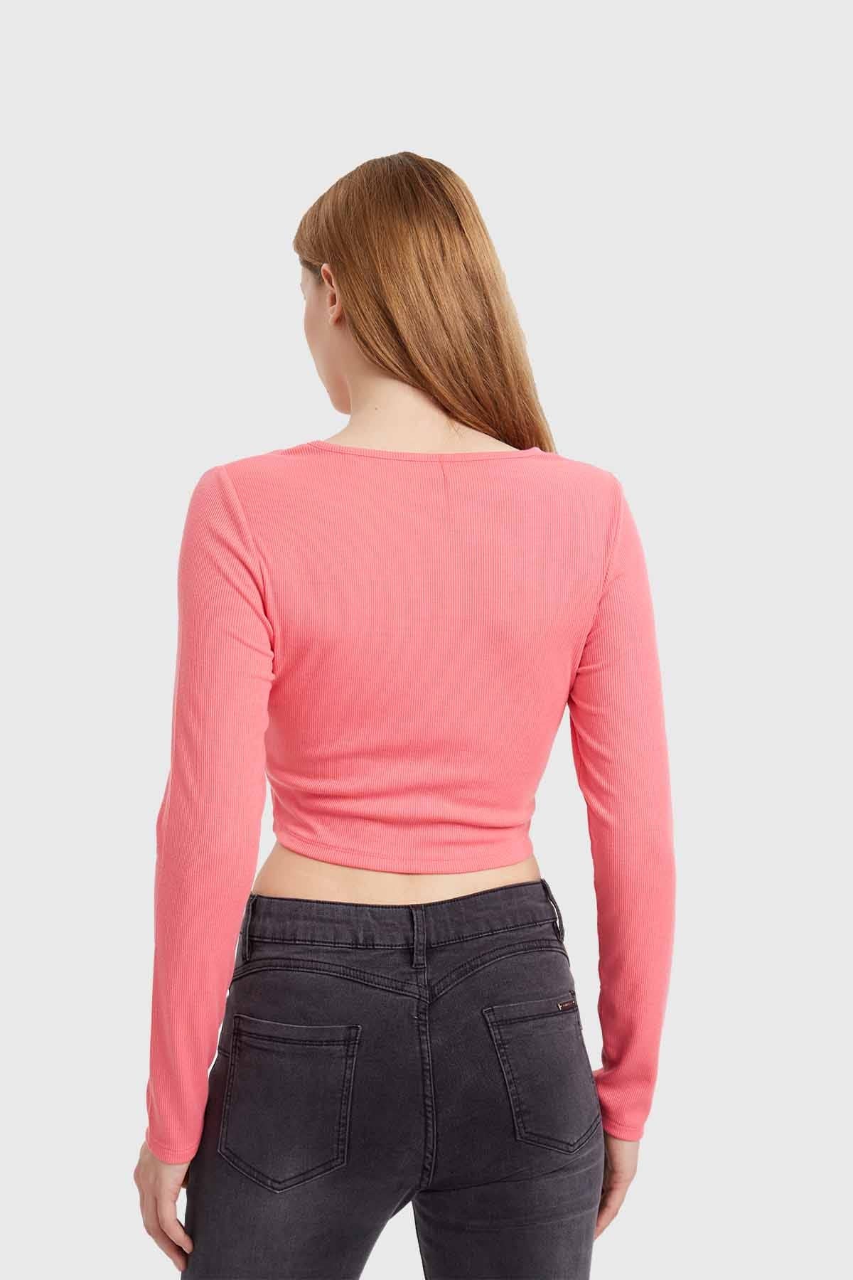 Polera Mujer Cut Out Coral