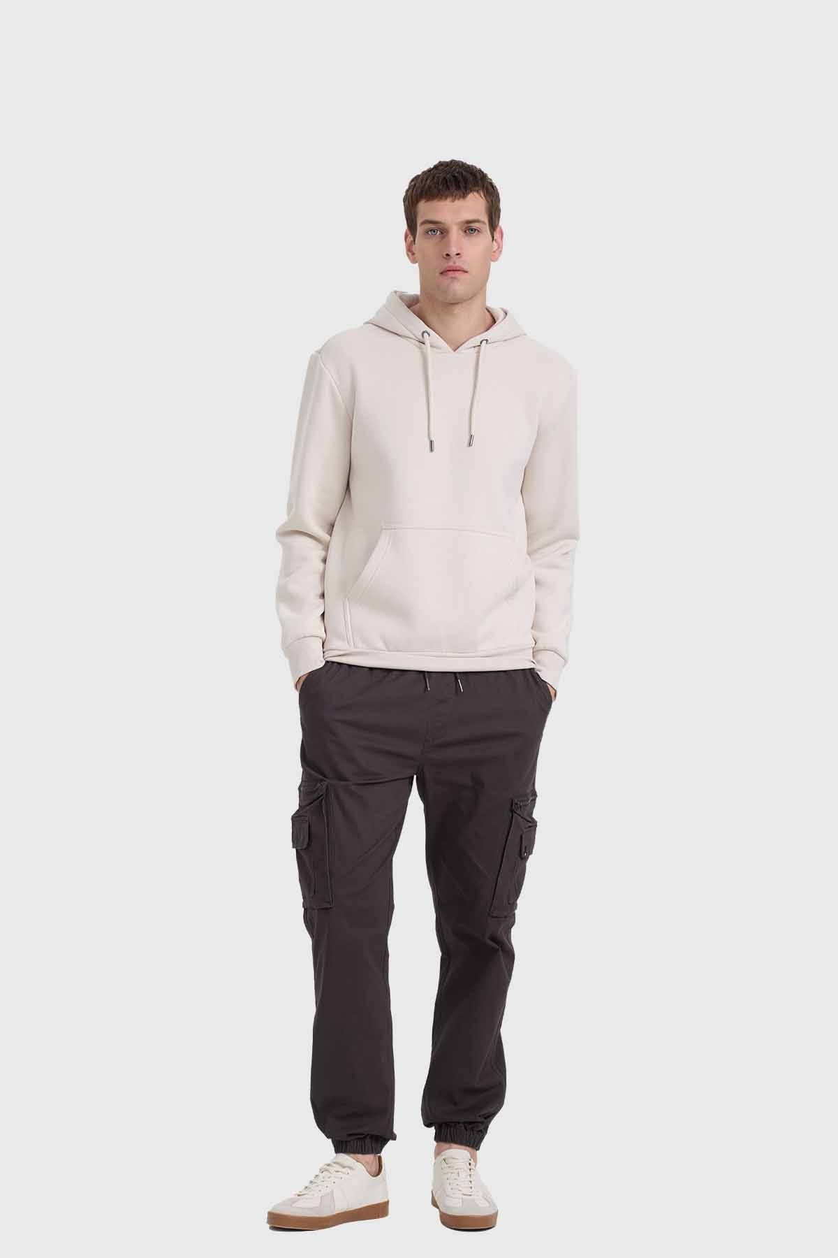 Polerón Hombre Hoodie Básico Beige