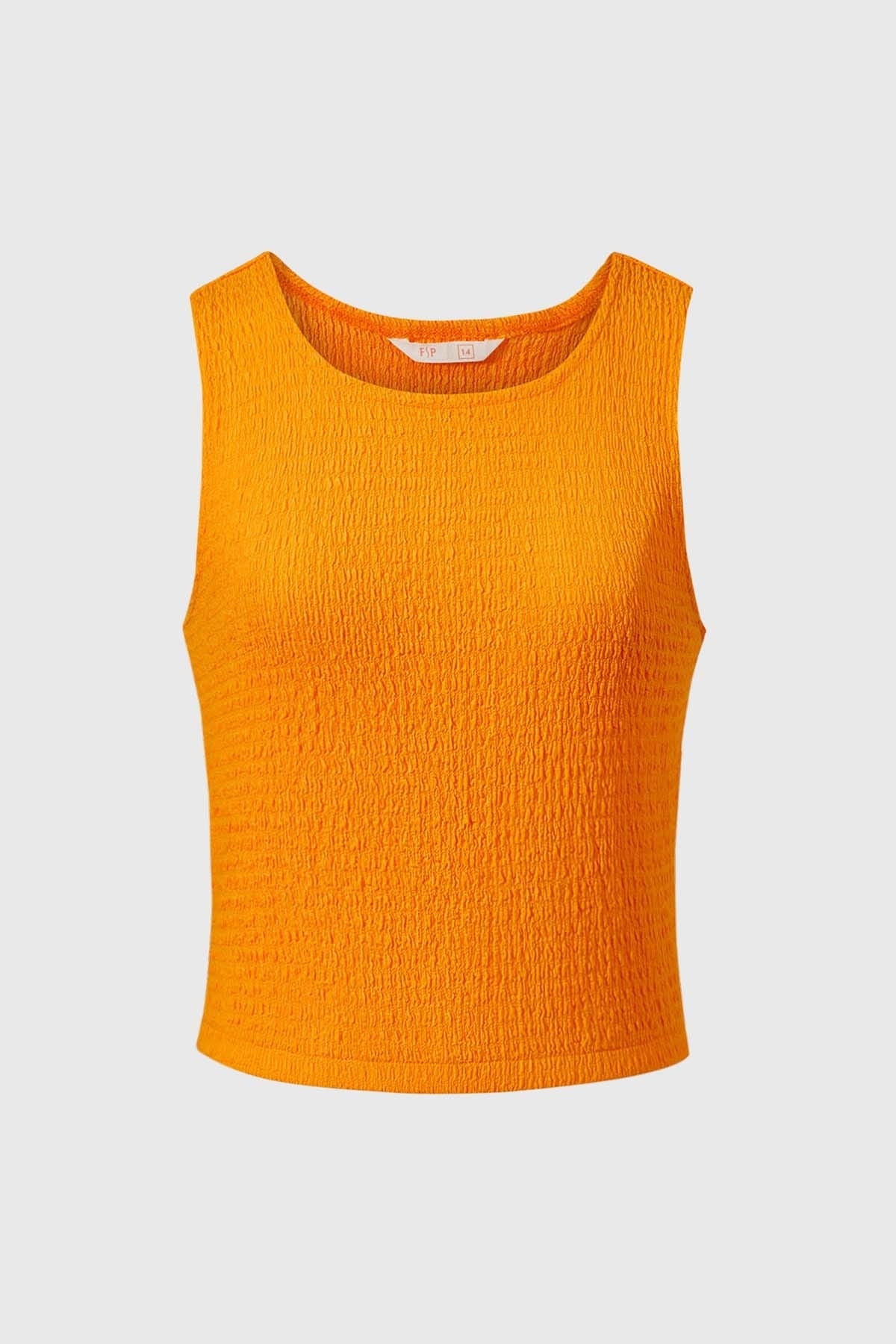 POLERA NIÑA TIPO PETO TEXTURA NARANJO