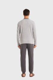 Pijama Hombre Con Pata Y Botón Gris