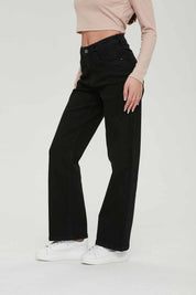 Jeans Mujer Wide Leg Wide Leg Negro
