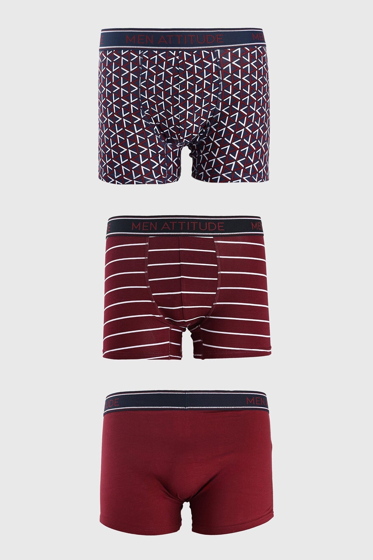 Boxer Hombre Tripack Burdeo