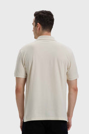 POLERA HOMBRE LISA CON LOGO BEIGE