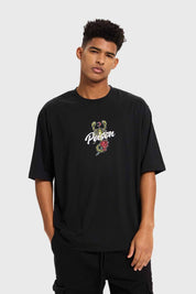 Polera Hombre Doble Print Negro
