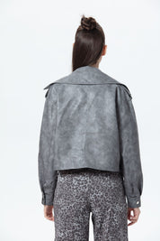 CHAQUETA MUJER BIKER GRIS