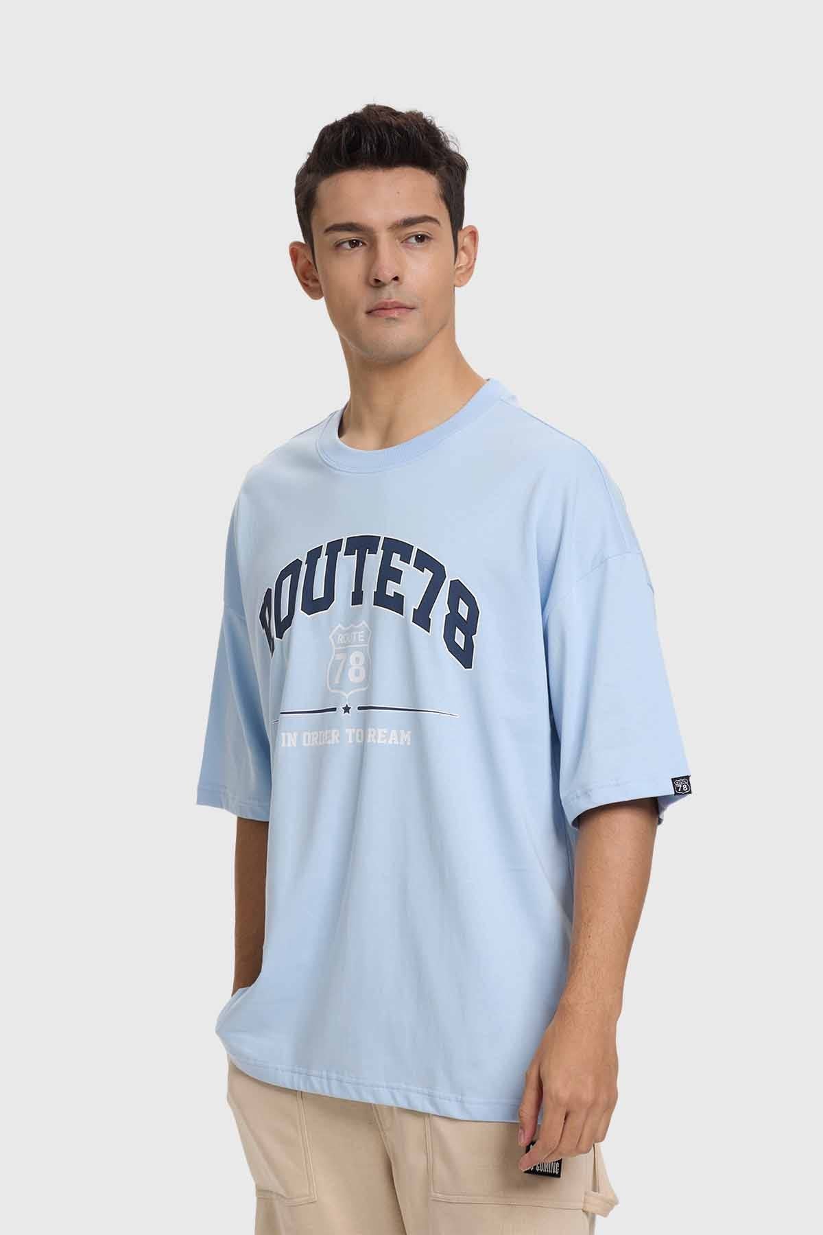 Polera Hombre College Celeste
