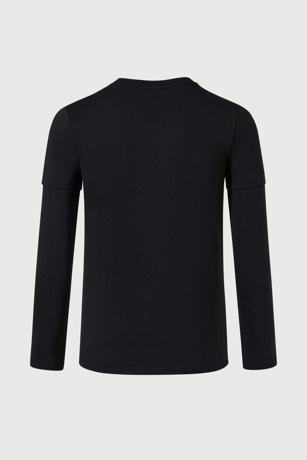 Polera Niño Doble Manga Básica Negro