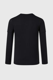 Polera Niño Doble Manga Básica Negro