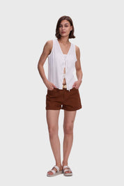 Blusa Mujer Amarras Delanteras Crudo