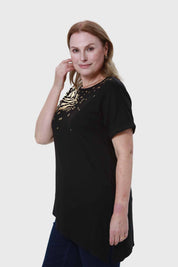 Polera Mujer Estampado Negro
