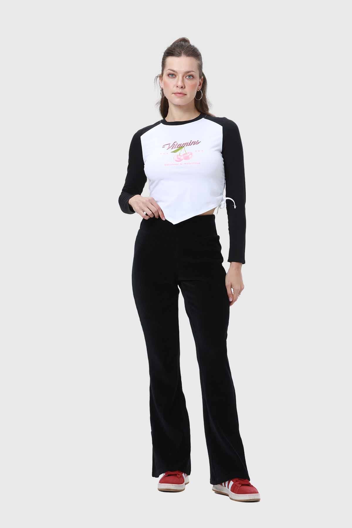 Pantalón Mujer Cotelón Negro