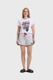 Pijama mujer Cruella blanco con estampado divertido y moderno.