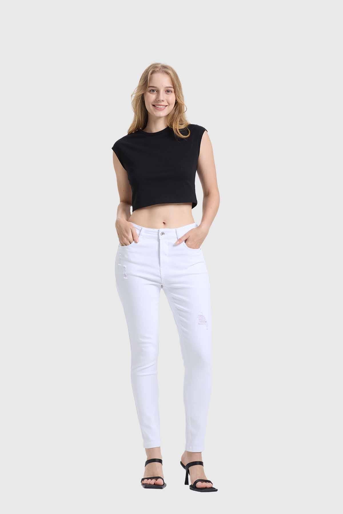 JEANS MUJER SUPER SKINNY LIA LAVADO BLANCO