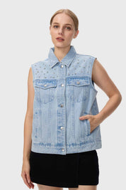 Chaqueta Mujer Denim Con Bolsillo Azul