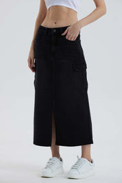 Falda Mujer Cargo Larga Negro