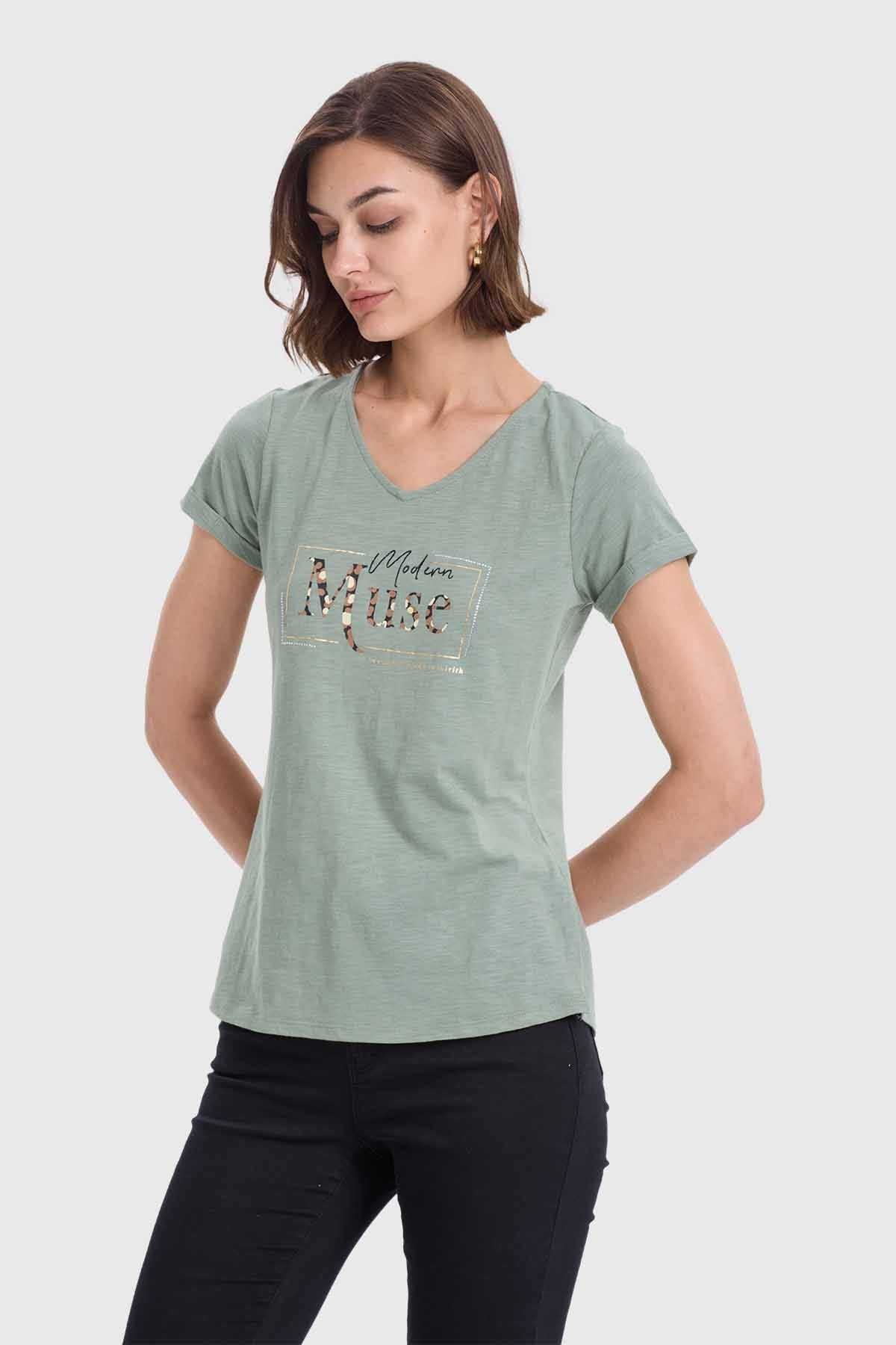 Polera Mujer Print Verde