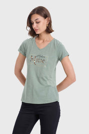 Polera Mujer Print Verde
