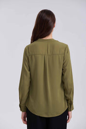 Blusa Mujer Crep Con Botón Verde