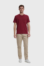 Polera Hombre Básica Con Bolsillo Burdeo