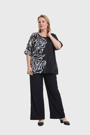 Blusa Mujer Flare Doble Capa Negro