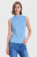 Polera Mujer Con Textura Azul