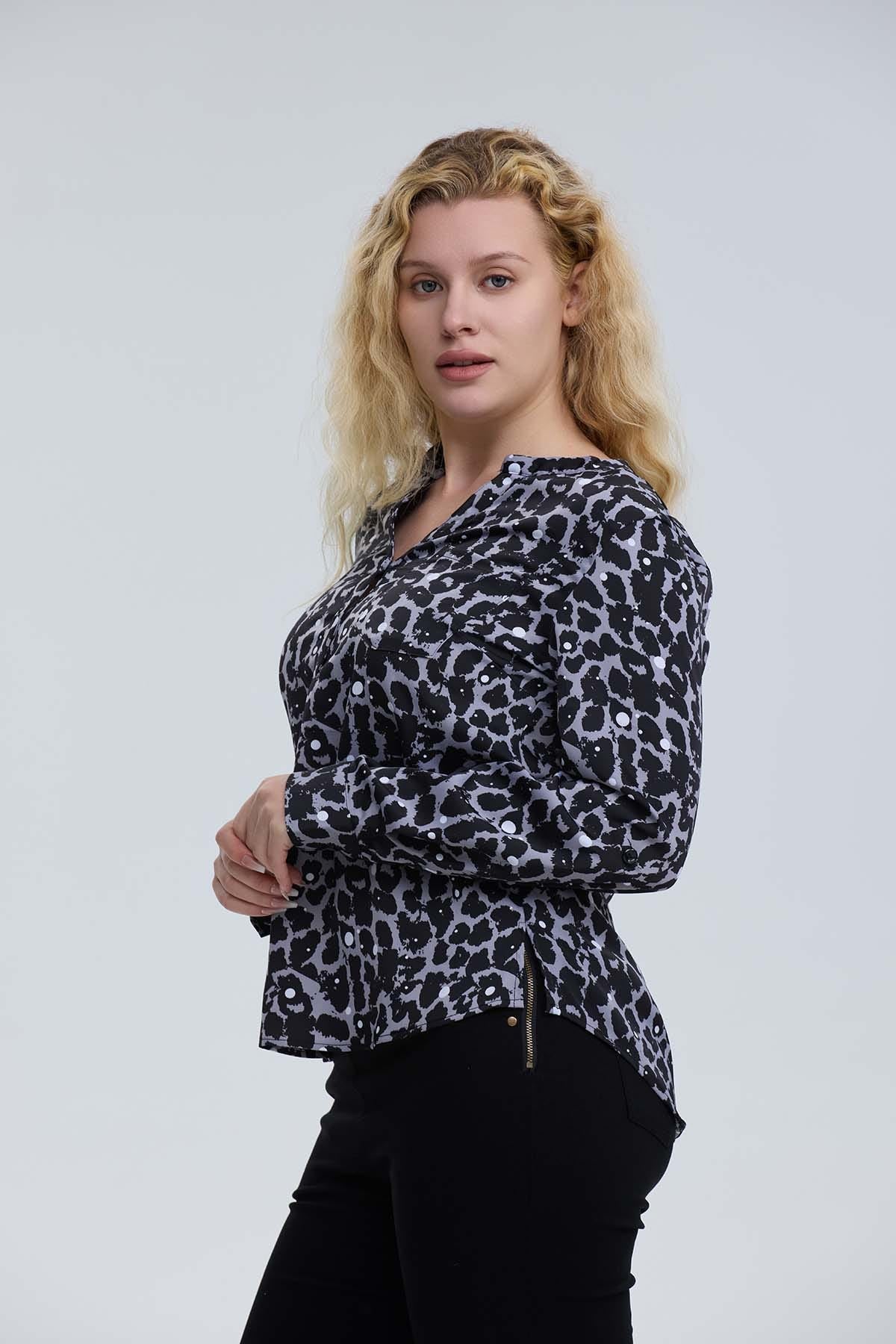 Blusa Mujer Satín Gris