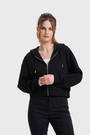 Polerón Mujer Hoodie Crop Negro