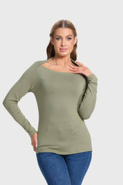 Polera Mujer Escote Recto Verde