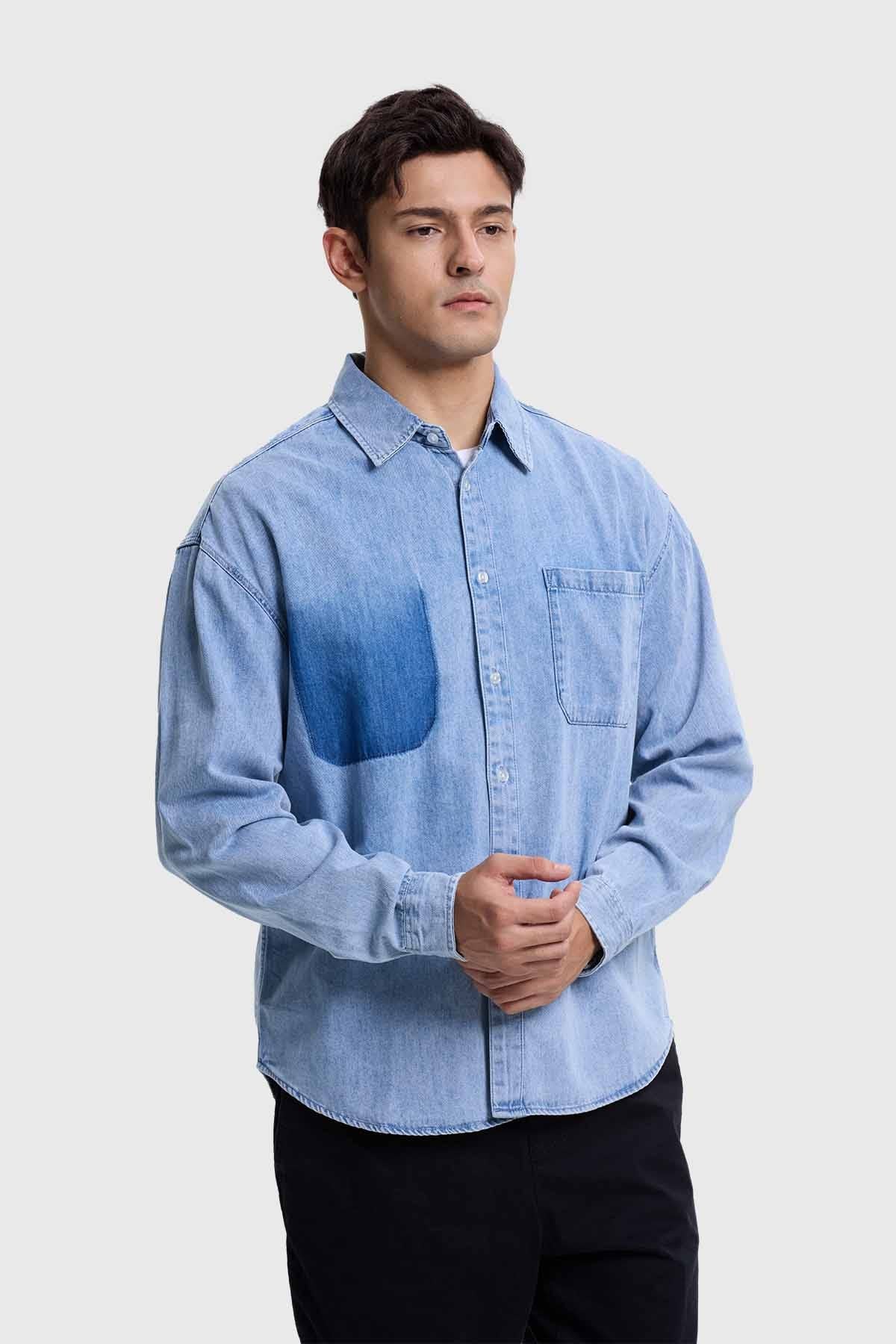 Camisa Hombre Sobrecamisa Denim Azul