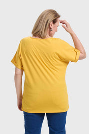 Polera Mujer Con Bolsillo Amarillo
