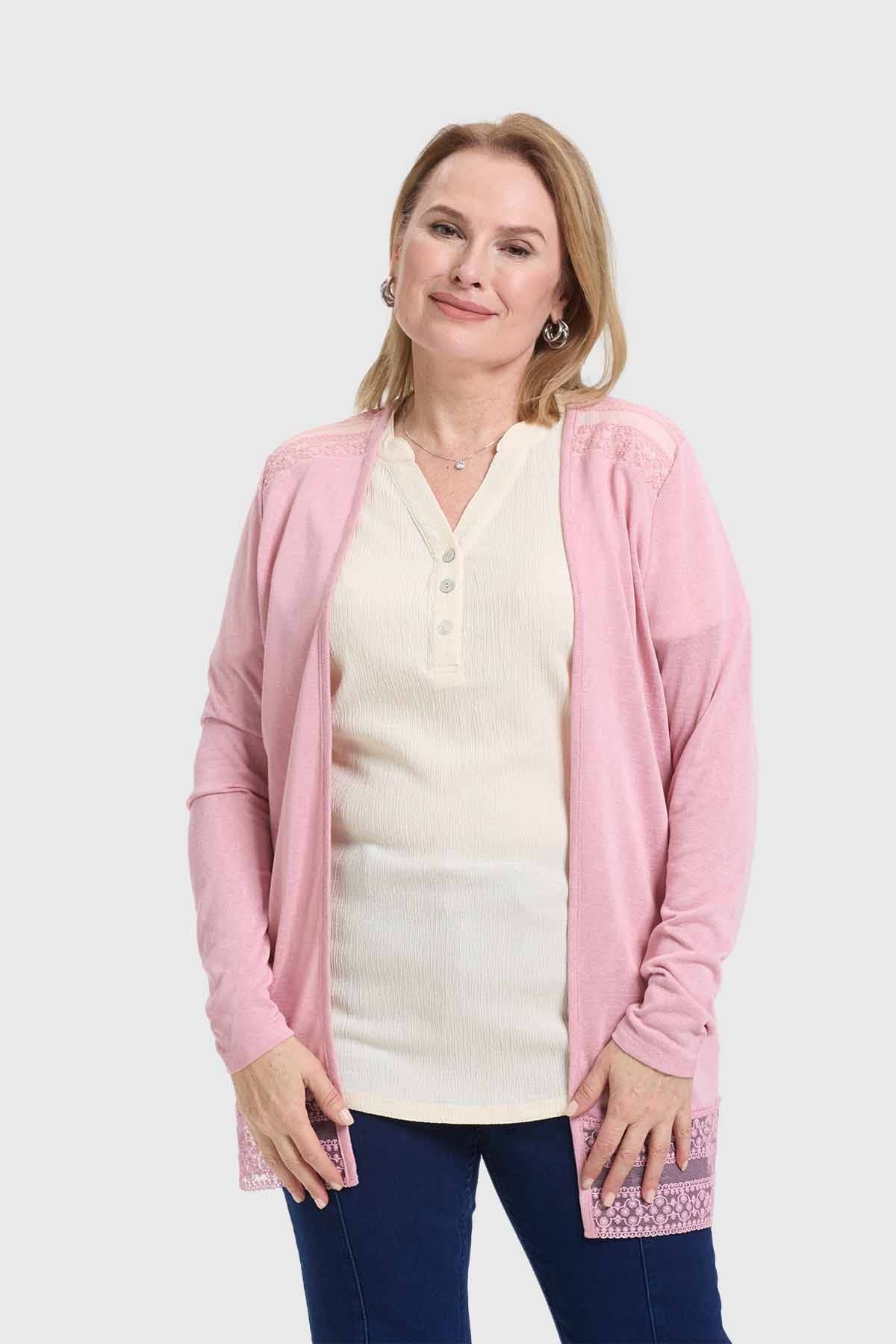 Polera Mujer Encaje Palo Rosa