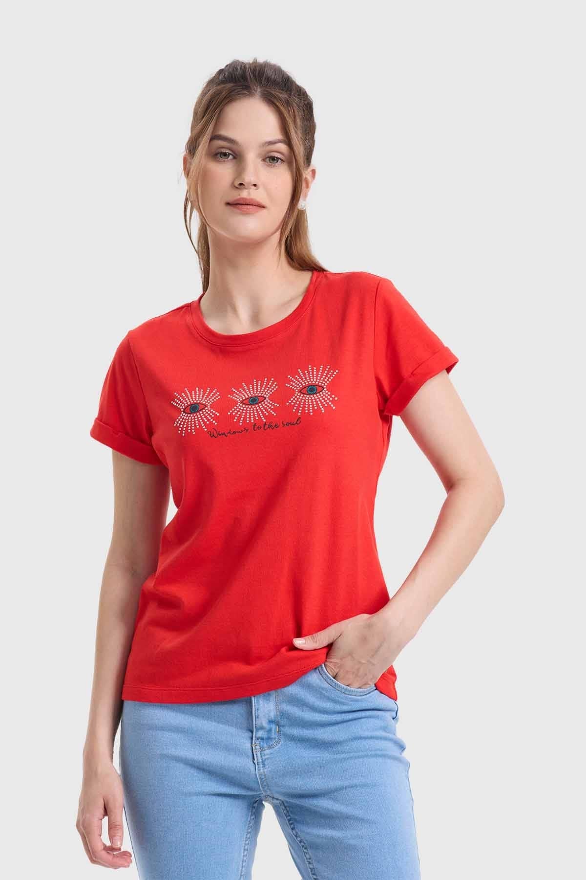 Polera Mujer Gráfica Roll Up Rojo