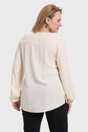 Blusa Mujer Abotonada Arena