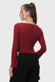 Sweater Mujer Patchwork Rojo