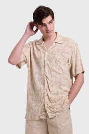 Camisa Hombre Print Tropical Beige