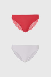 Calzón Mujer Bipack Bikini Encaje Fucsia