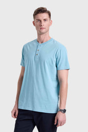 Polera Hombre Tres Botones Celeste