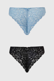 Calzón Mujer Bipack Pantaleta Detalle Mesh Celeste