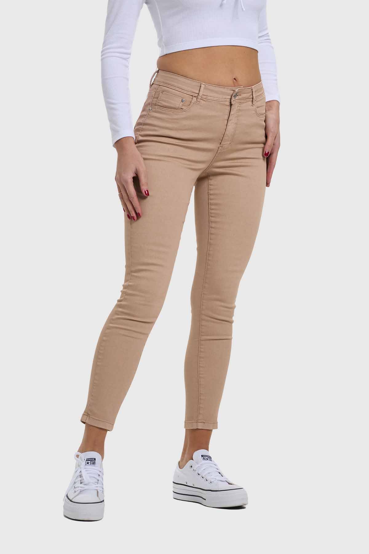 Jeans Mujer Skinny Beige