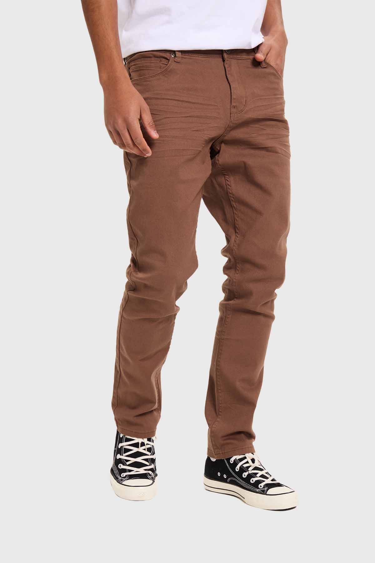 Jeans Hombre Slim Café