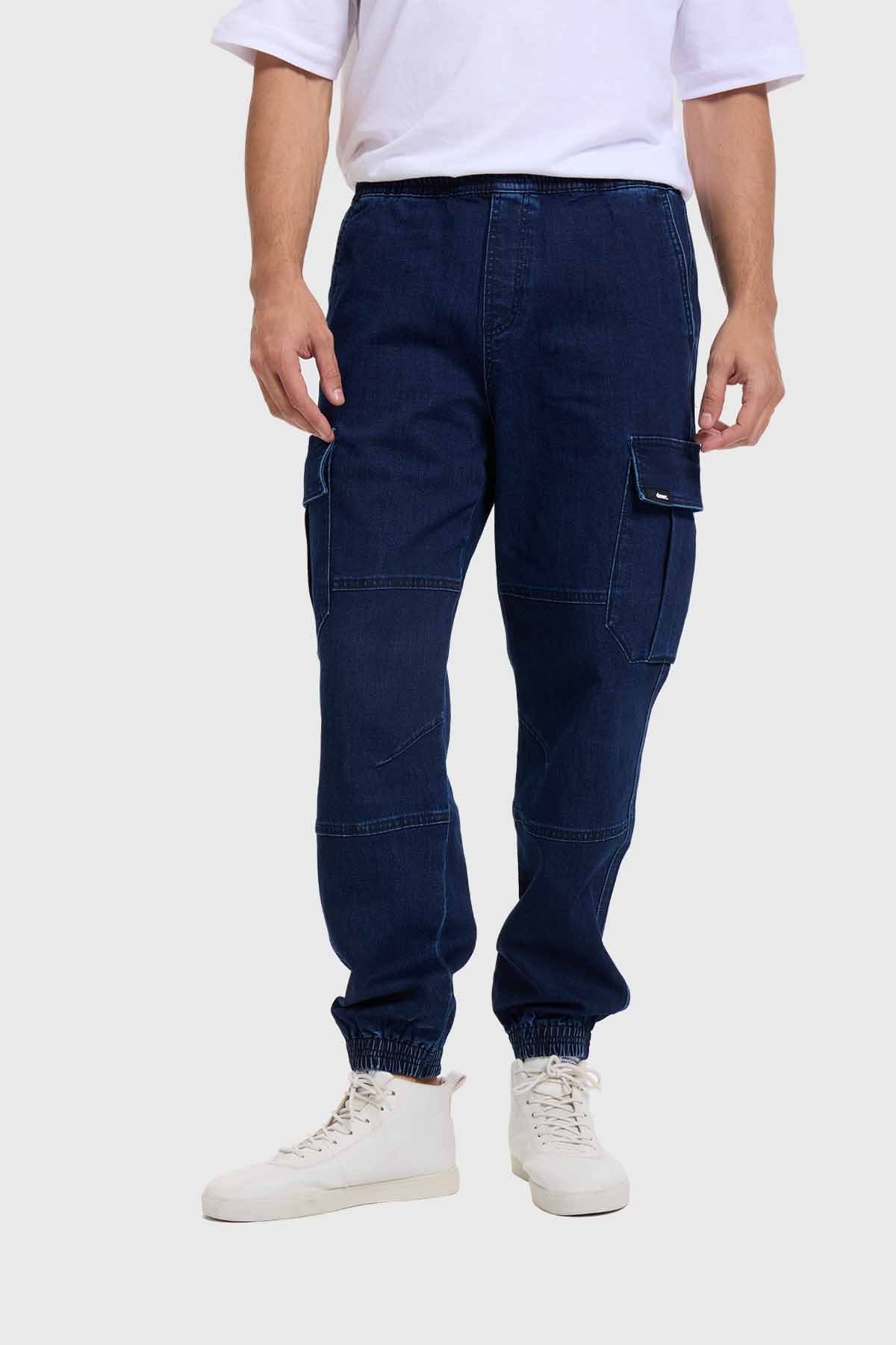 Jeans Hombre Jogger Cargo Azul
