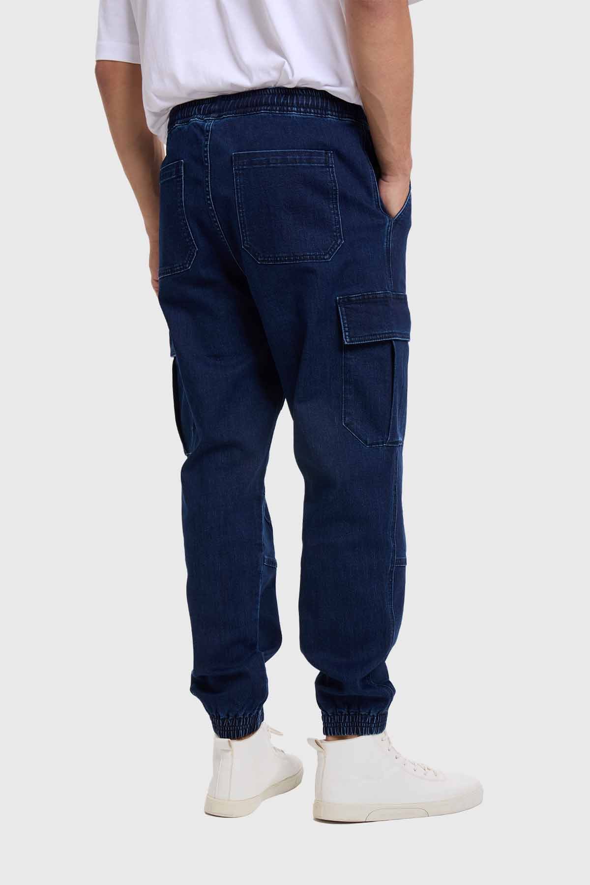 Jeans Hombre Jogger Cargo Azul