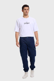 Jeans Hombre Jogger Cargo Azul