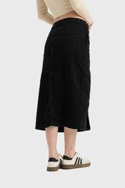 Falda Mujer Midi Abotonada Negro