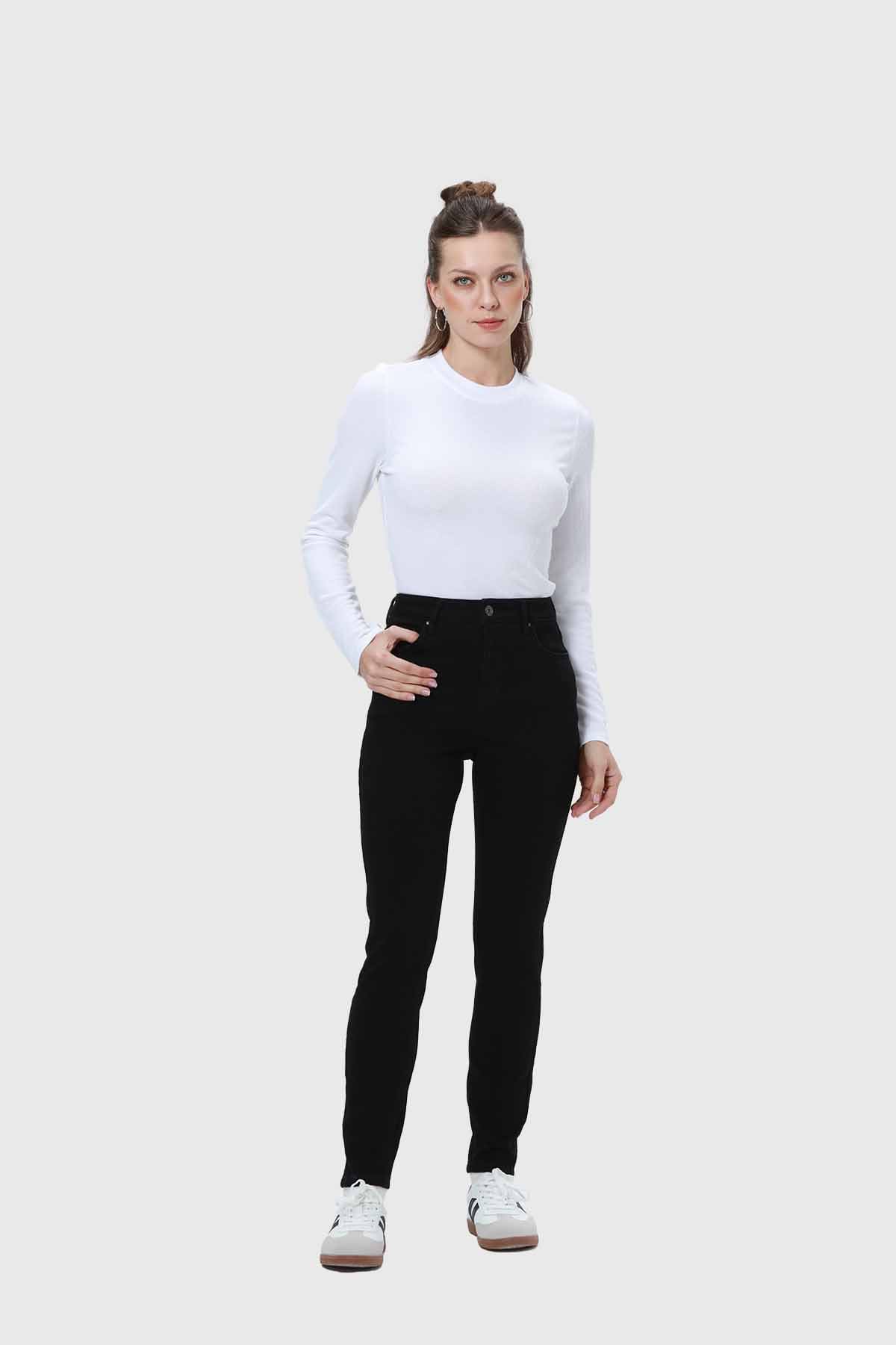Jeans Mujer Skinny Con Polar Negro
