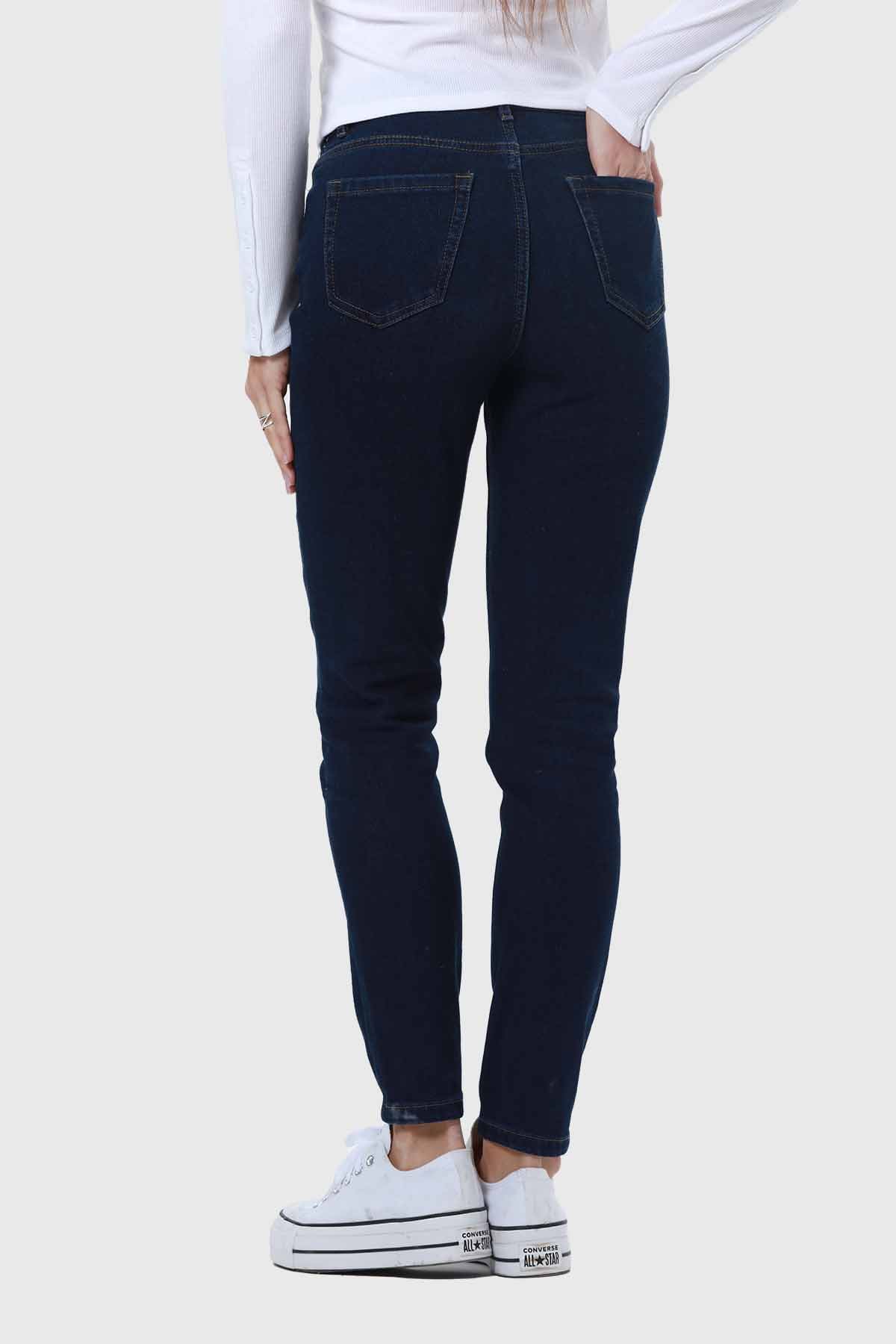 Jeans Mujer Skinny Con Polar Azul