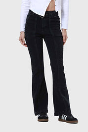 Jeans Mujer Flare Cinturón Gris Gris / 46