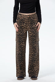 Jeans Mujer Wide Leg Cargo A Café