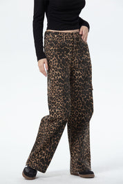Jeans Mujer Wide Leg Cargo A Café