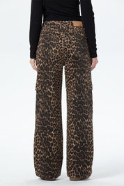 Jeans Mujer Wide Leg Cargo A Café